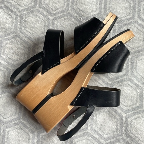 SWEDISH HASBEENS Helena Black Leather Strap Sandals Women’s EU 39 US 9 - Picture 7 of 11